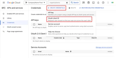 Google Cloud Console Kimlik Bilgileri - OAuth İstemci Kimliği Oluşturma