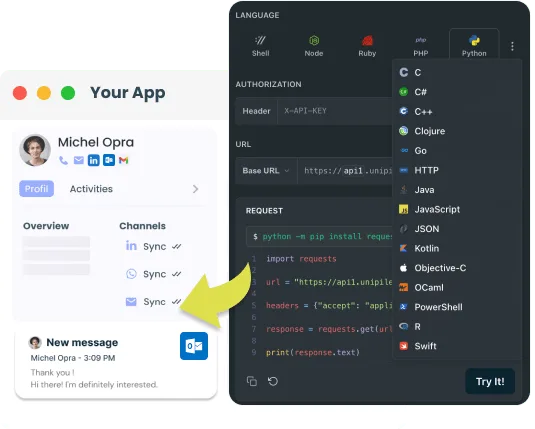 send message linkedin api