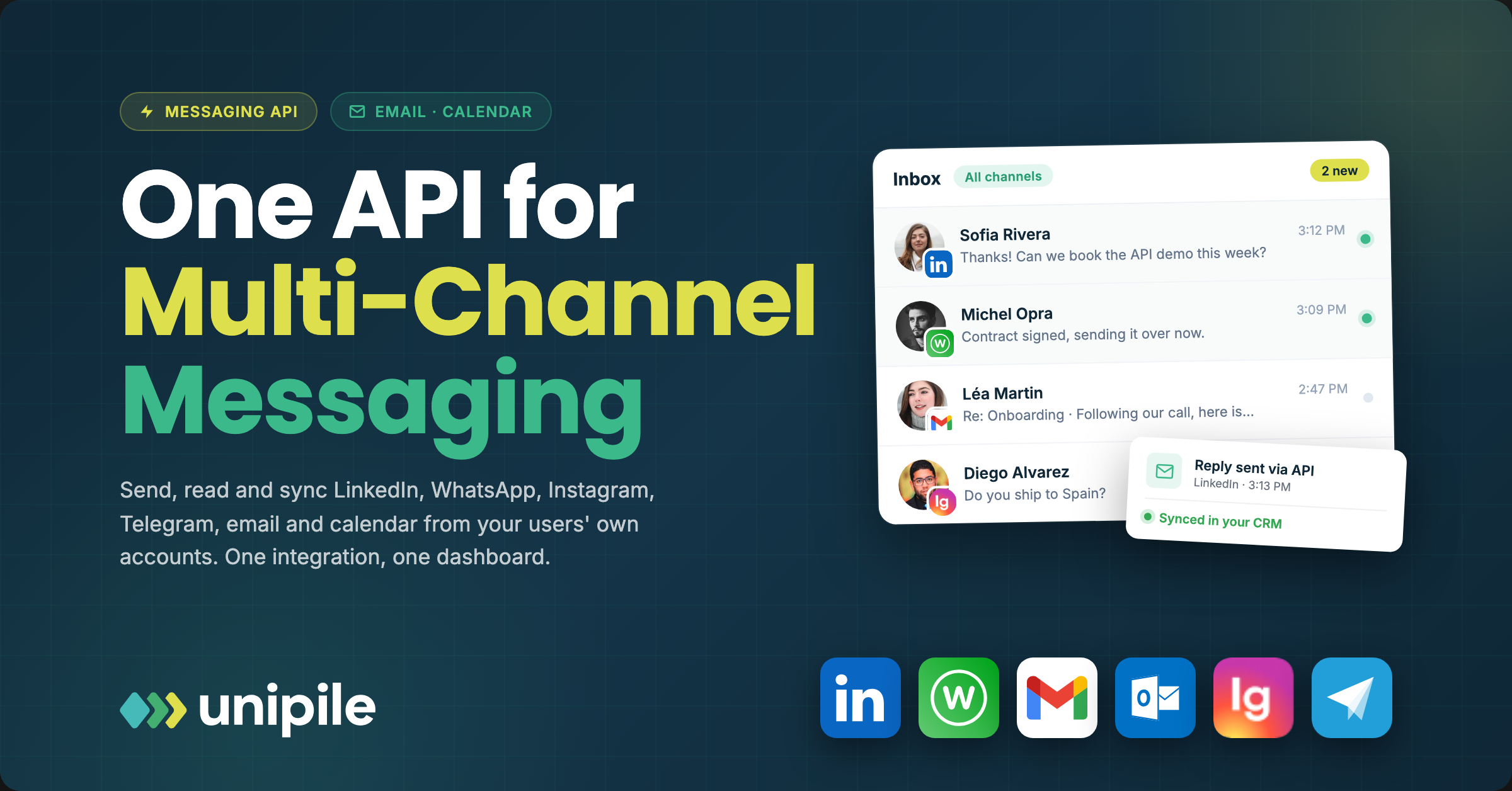 Preview image from One API for Multi-Channel Messaging in your app – Unipile